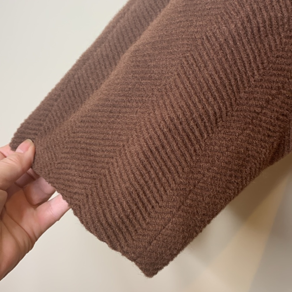 Les Copains | Brown Vintage Made in Italy Wool Textured Herringbone Coat L/XL - Picture 12 of 17